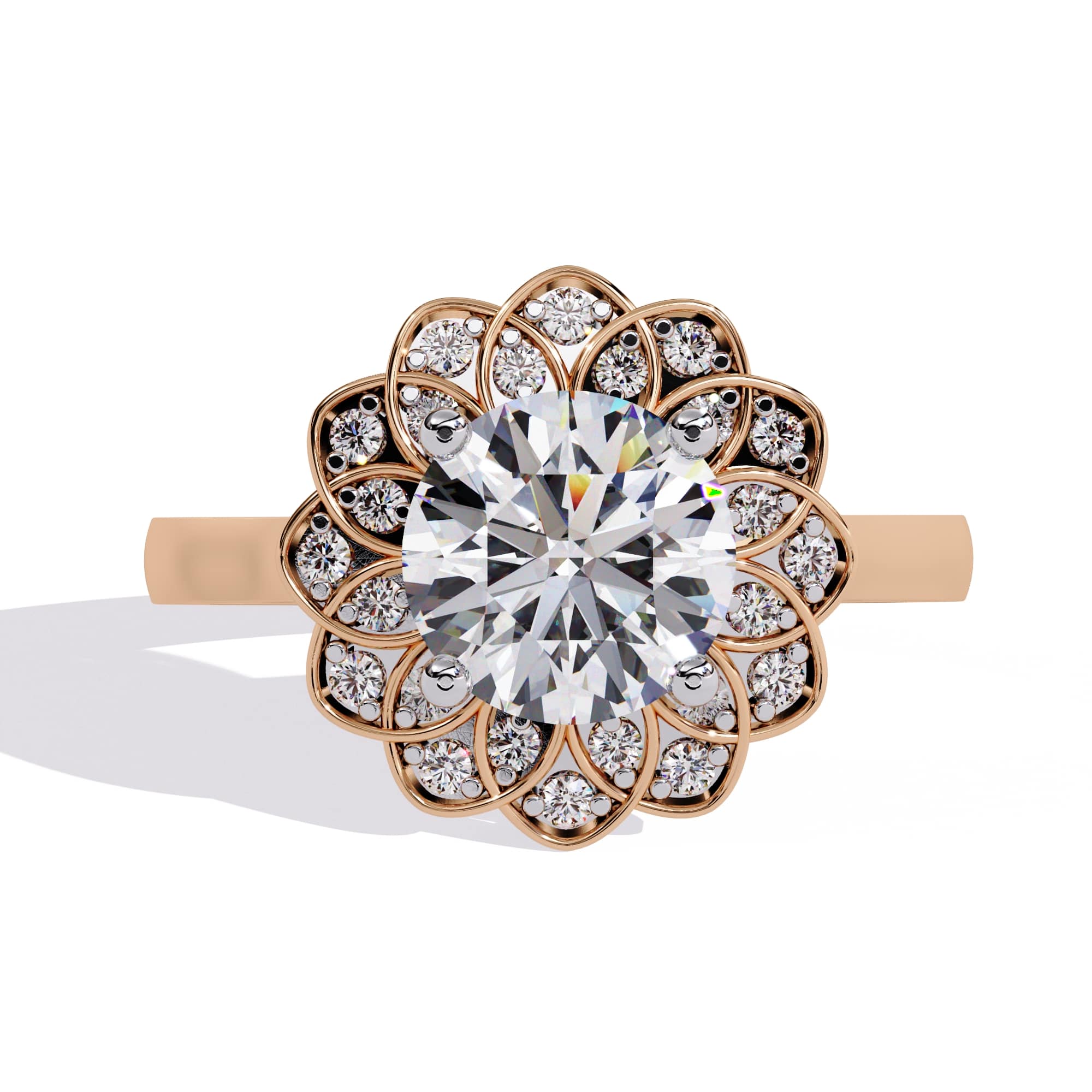 Elegant Central Stone Diamond Ring with Side Brilliance