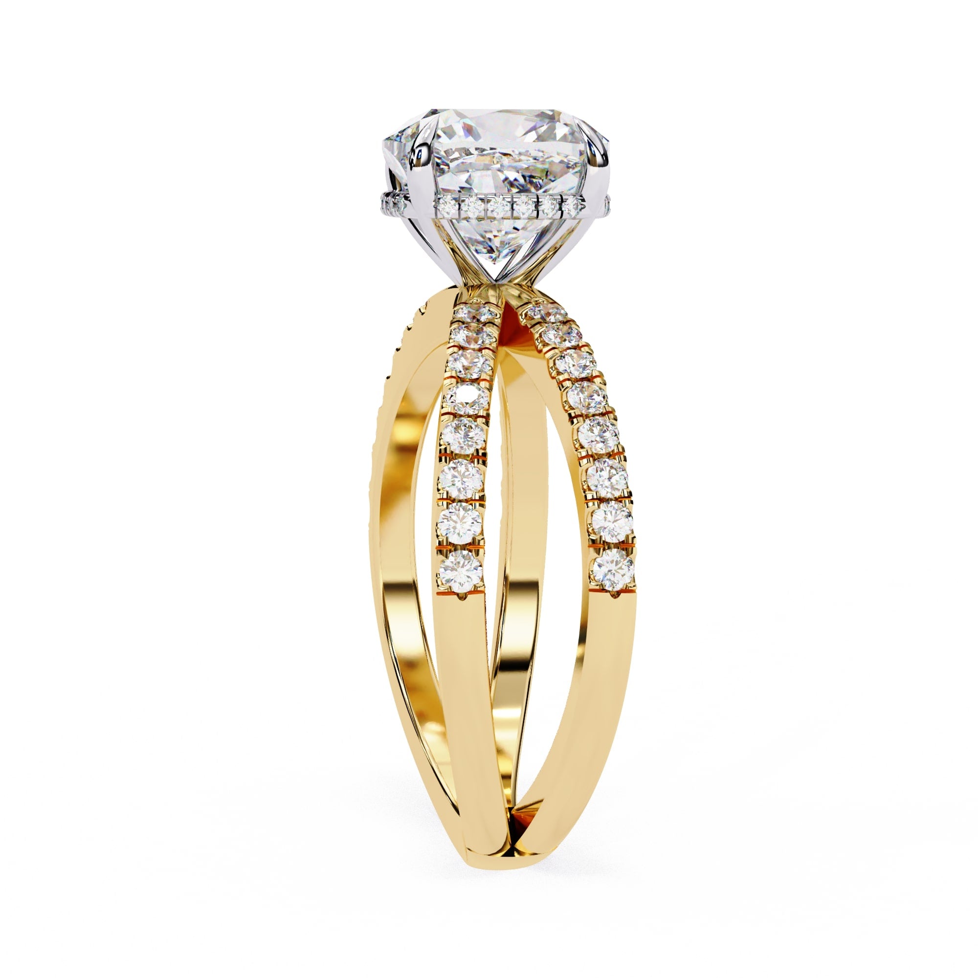 Elegant Central Stone Diamond Ring with Radiant Side Stones
