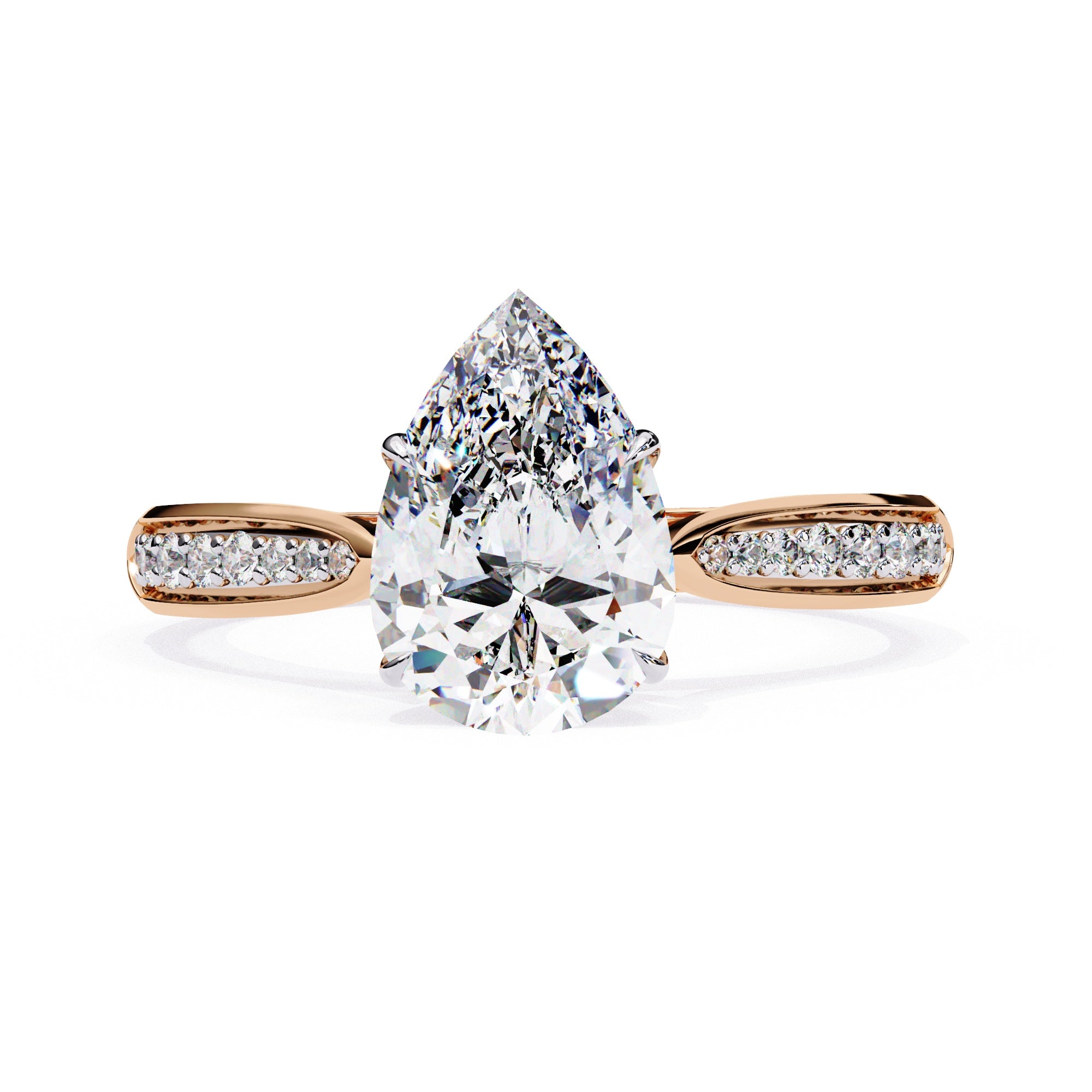 Radiant Central Stone Diamond Ring with Shimmering Side Accents