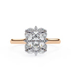 Radiant Central Stone Diamond Ring with Shimmering Side Accents