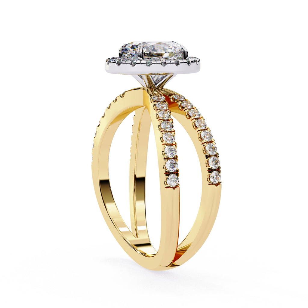 Radiant Central Stone Diamond Ring with Shimmering Side Accents