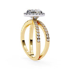 Radiant Central Stone Diamond Ring with Shimmering Side Accents