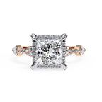 Radiant Central Stone Diamond Ring with Shimmering Side Accents