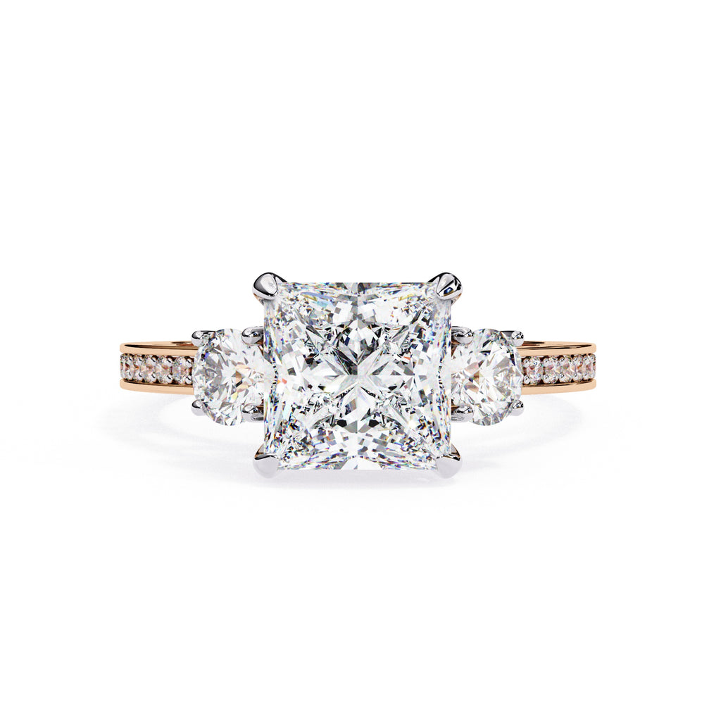 Elegant Diamond Central Stone Ring with Shimmering Side Accents