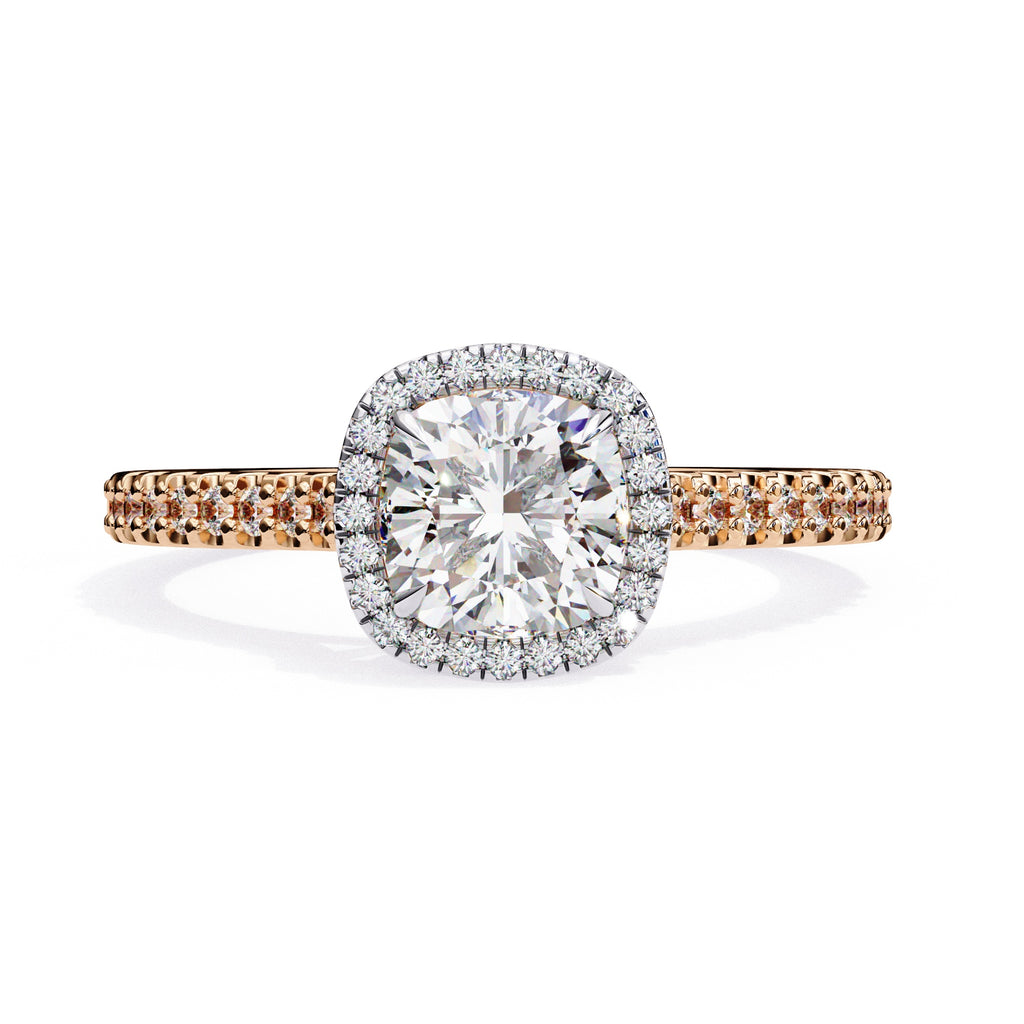 Radiant Central Stone Diamond Ring with Shimmering Side Accents