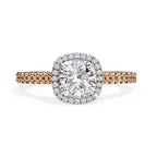 Radiant Central Stone Diamond Ring with Shimmering Side Accents