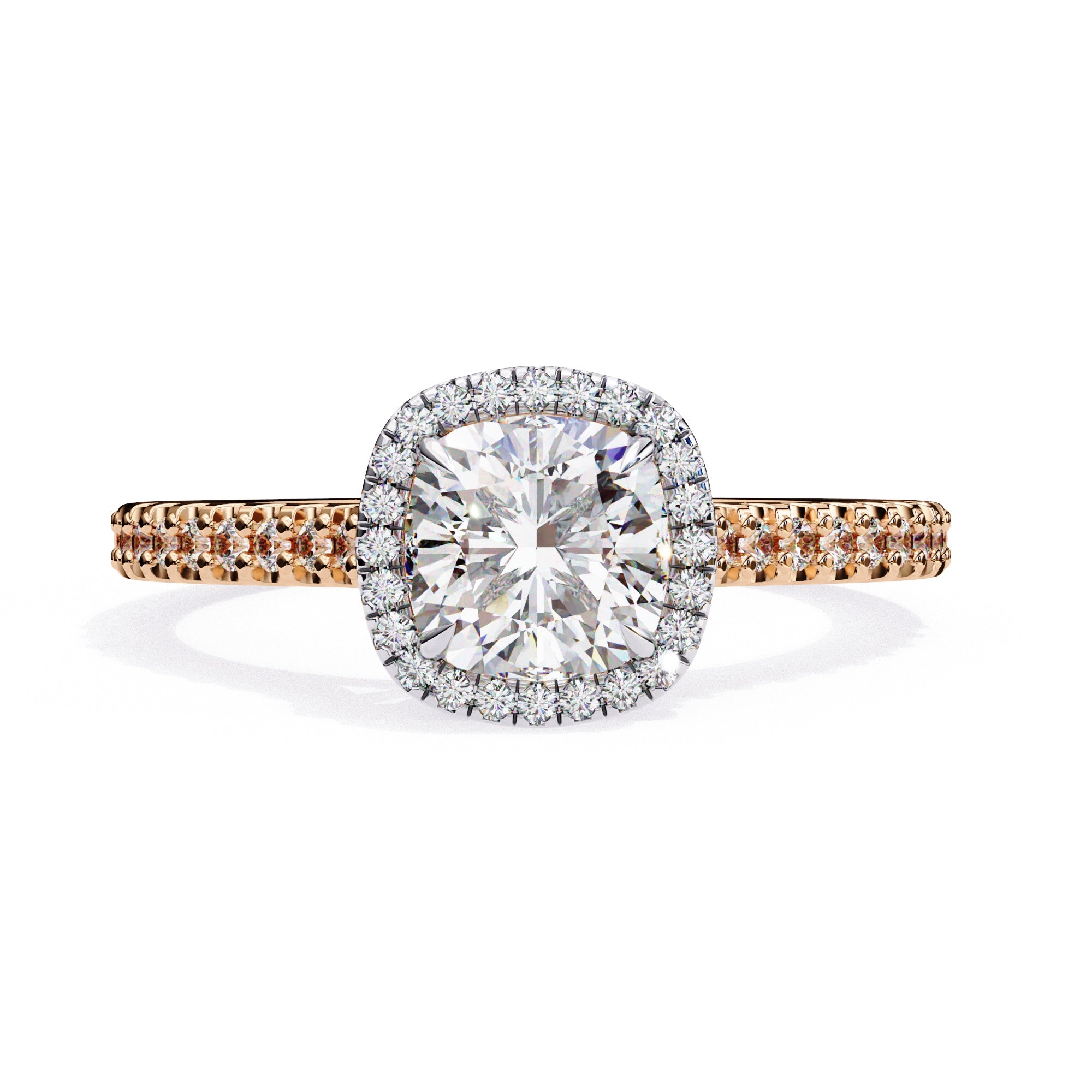 Radiant Central Stone Diamond Ring with Shimmering Side Accents