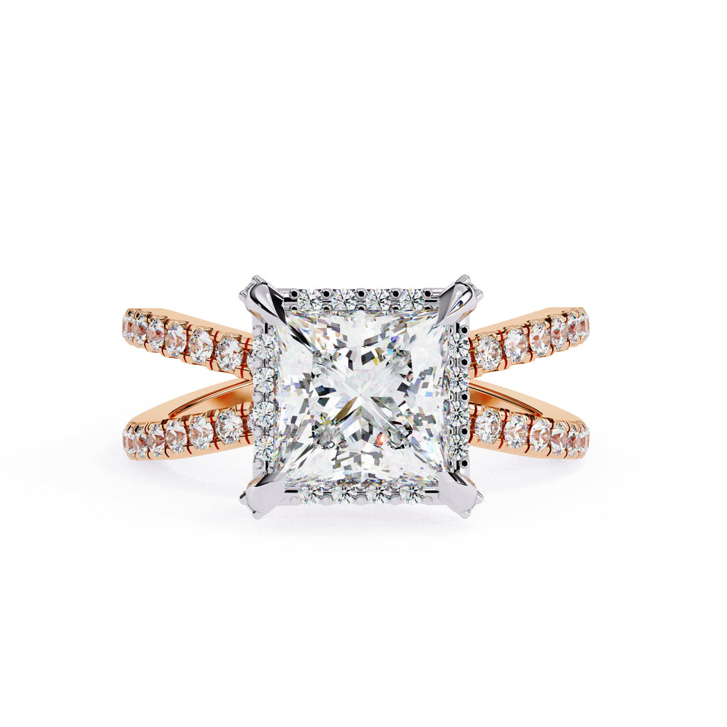 Radiant Central Stone Diamond Elegance Ring