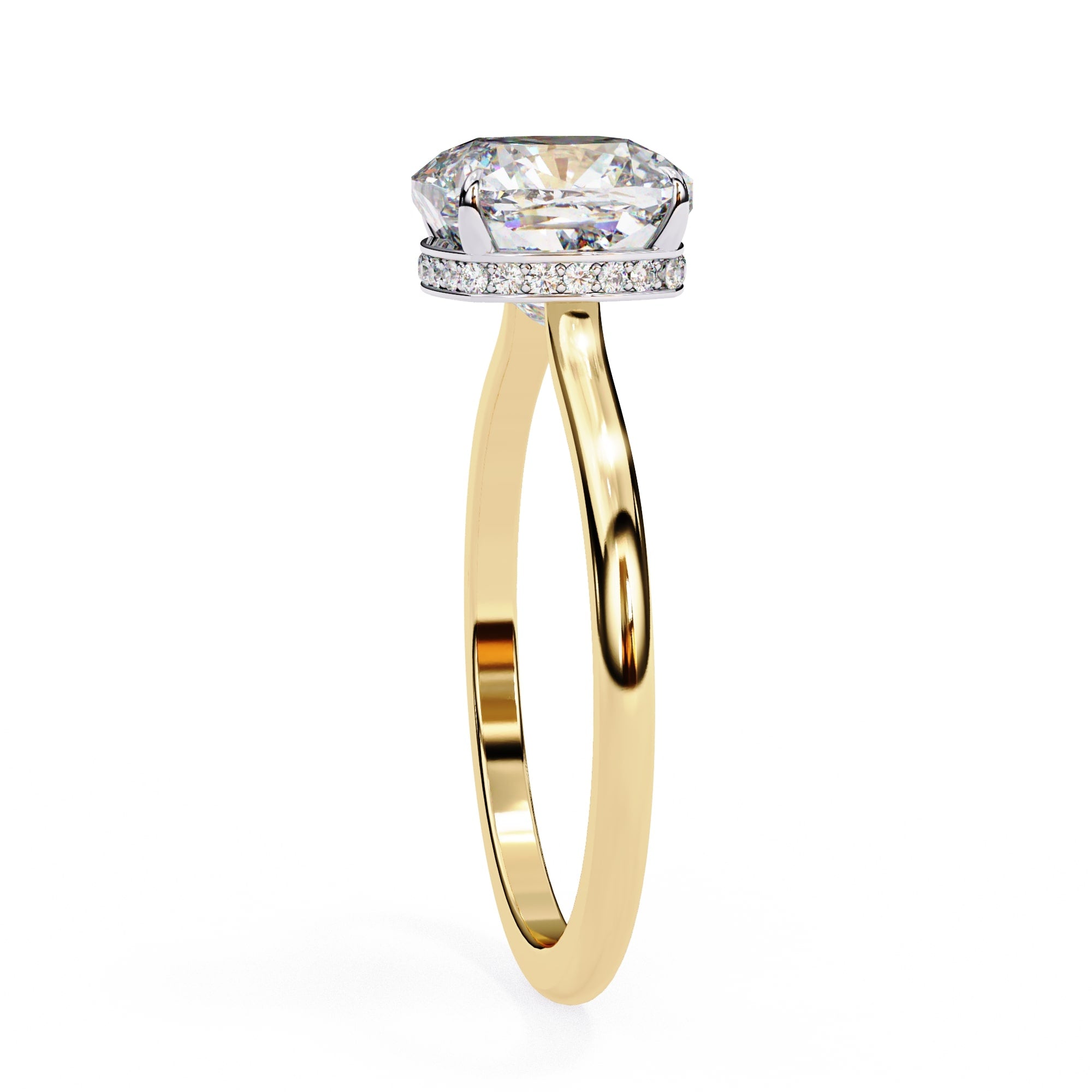Radiant Central Stone Diamond Ring with Shimmering Side Accents