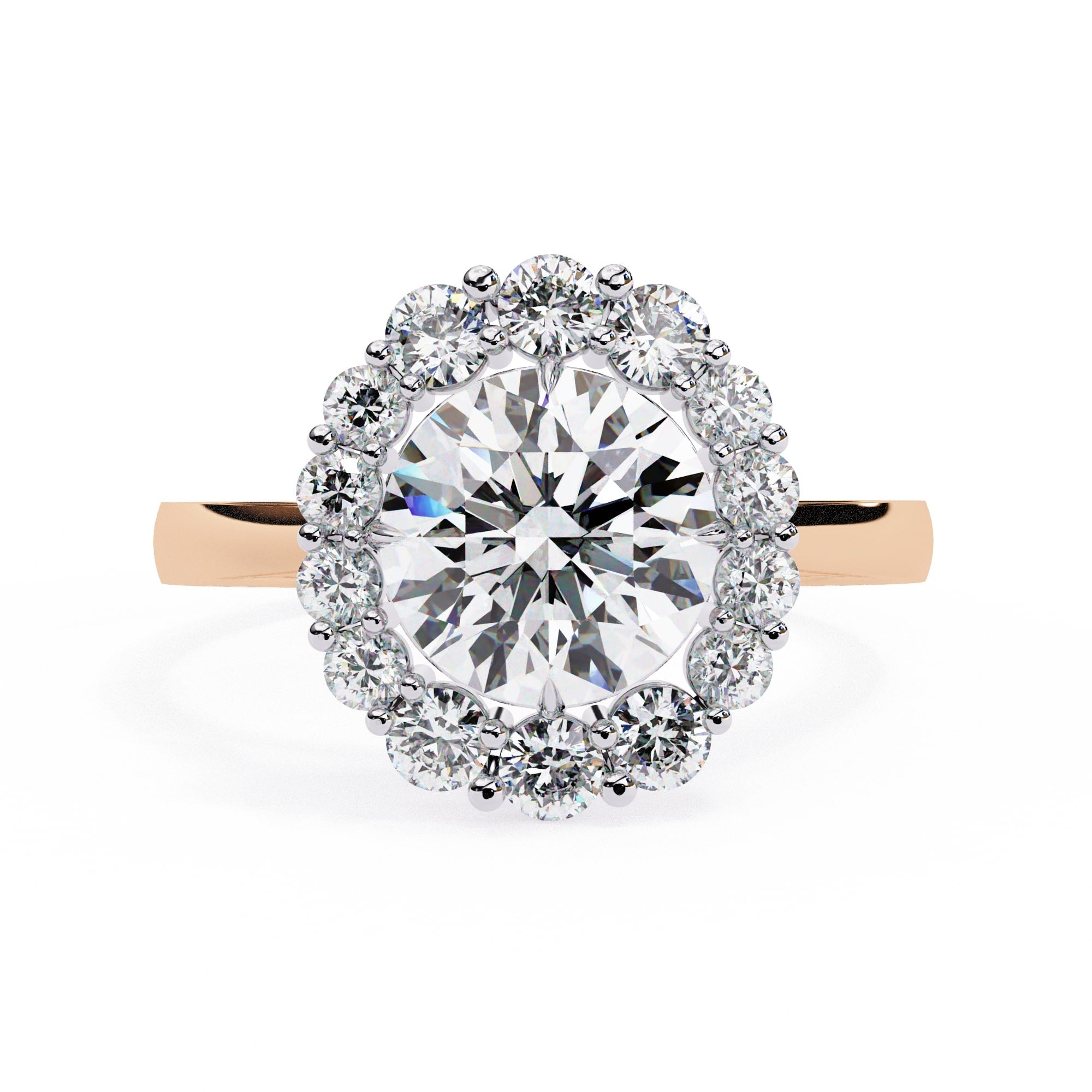 Elegant Central Stone Diamond Halo Ring
