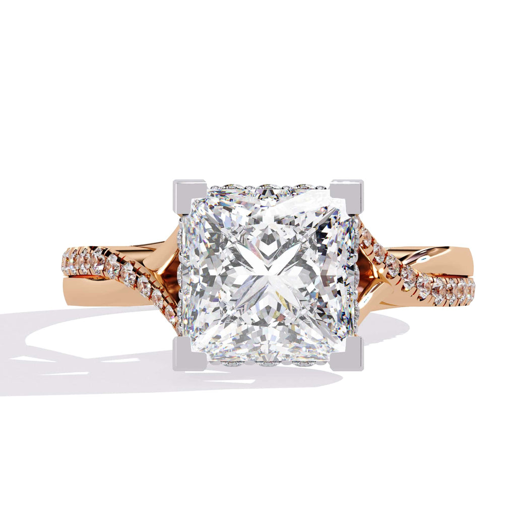 Radiant VVS Emerald Cut Central Brilliance Ring