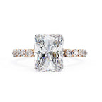 Radiant Central Stone Diamond Ring with Shimmering Accents