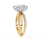 Radiant Central Stone Diamond Ring with Shimmering Side Accents