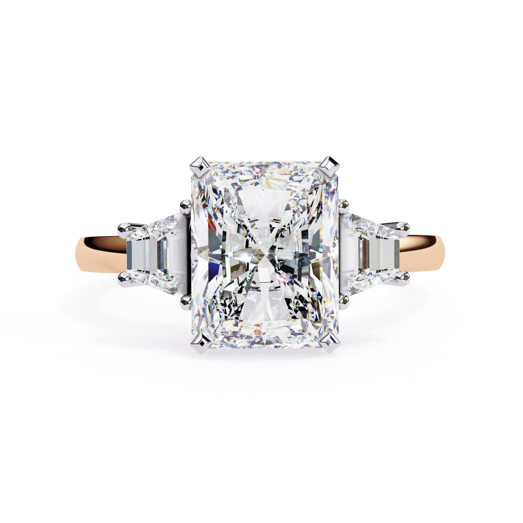 Radiant Central Stone Diamond Side Accents Ring