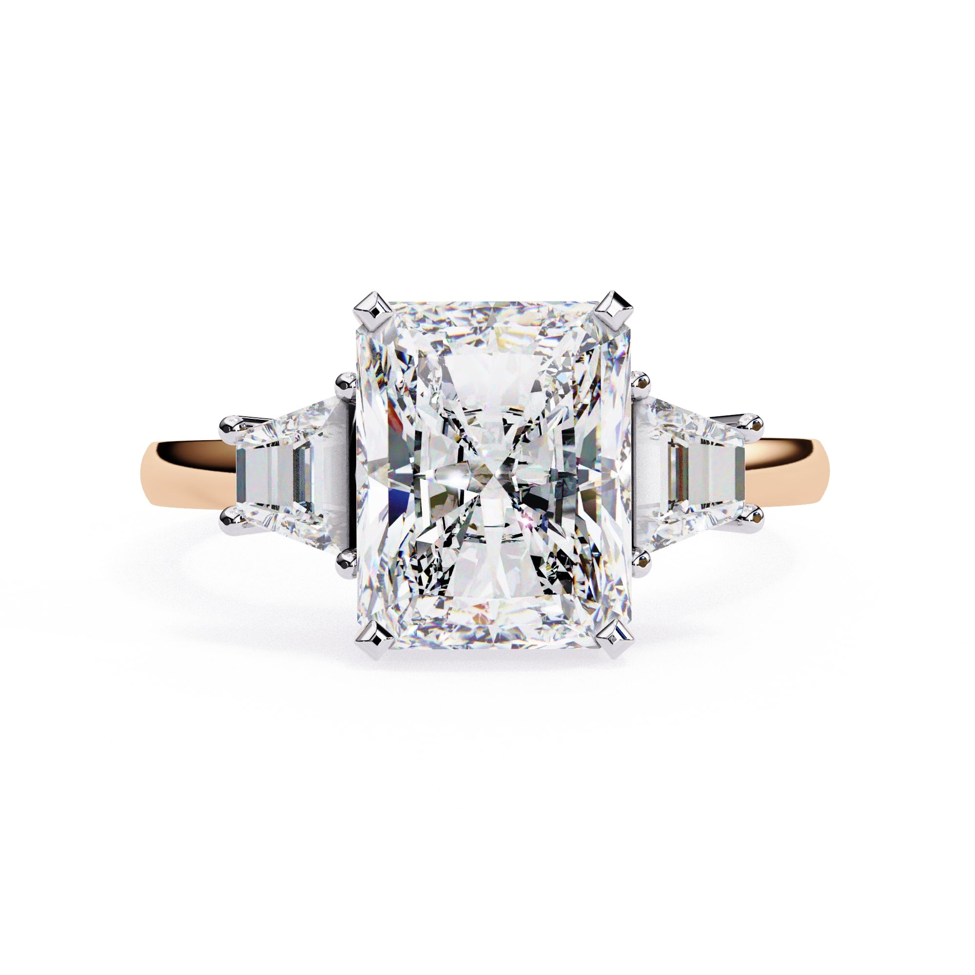 Radiant Central Stone Diamond Side Accents Ring
