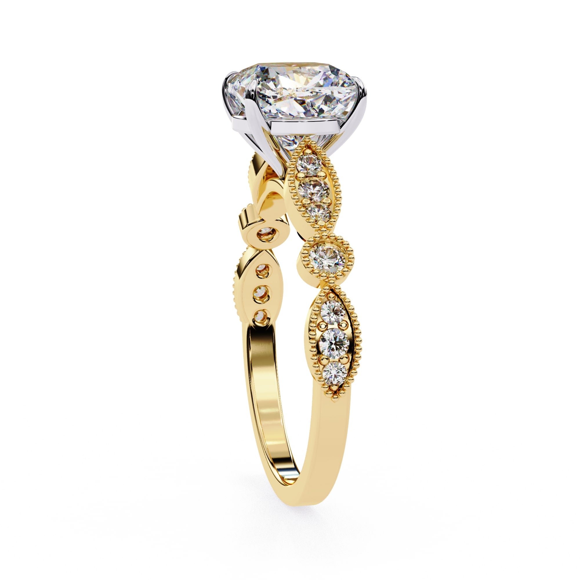 Elegant Diamond Central Stone Ring with Brilliant Side Accents