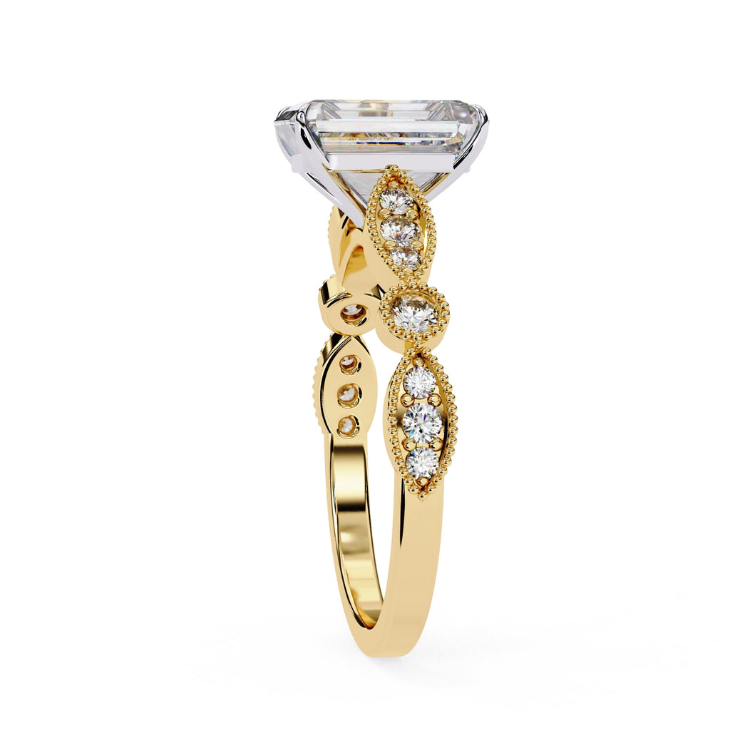 Elegant Side Stone Diamond Central Ring