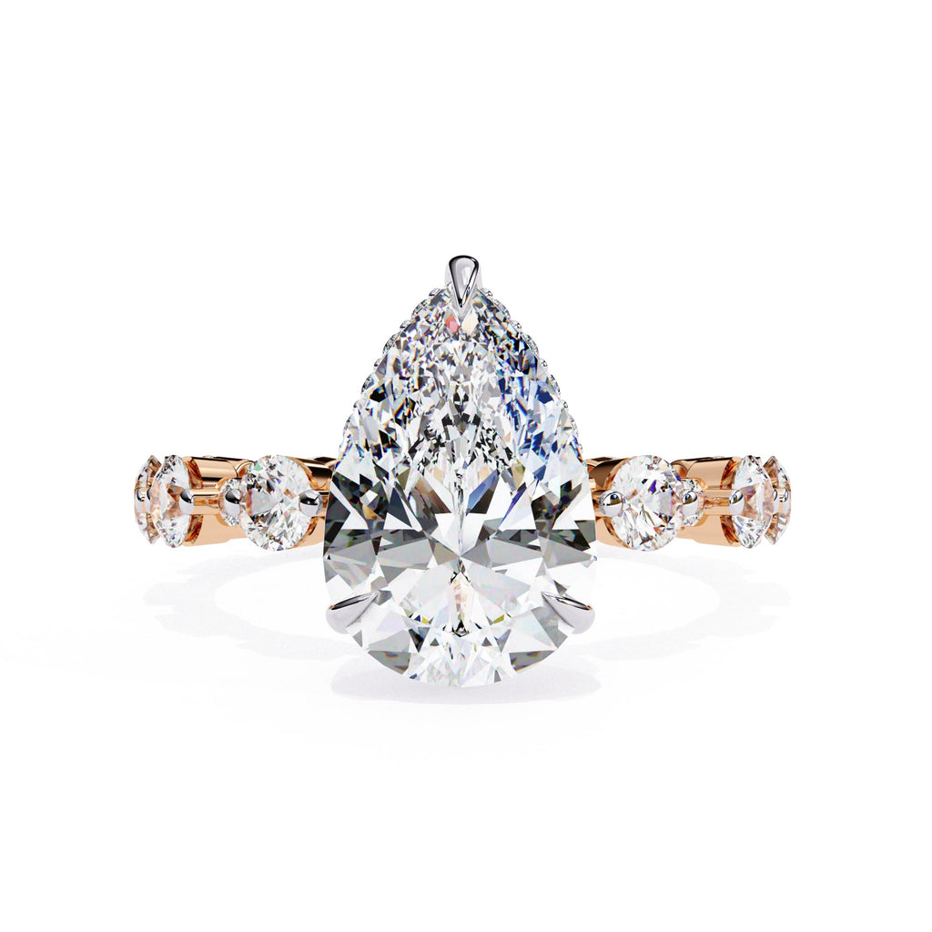 Radiant Central Stone Diamond Ring with Shimmering Side Accents