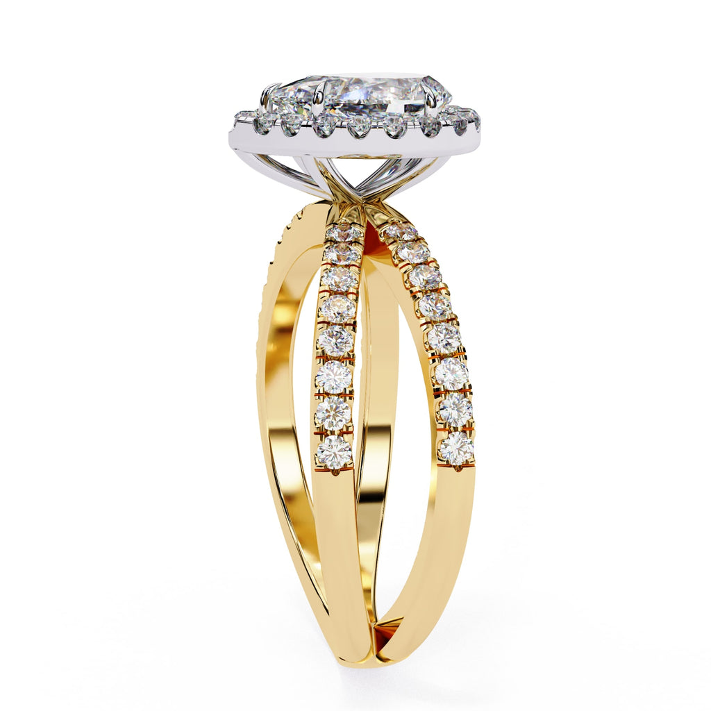 Radiant Central Stone Diamond Ring with Shimmering Side Accents