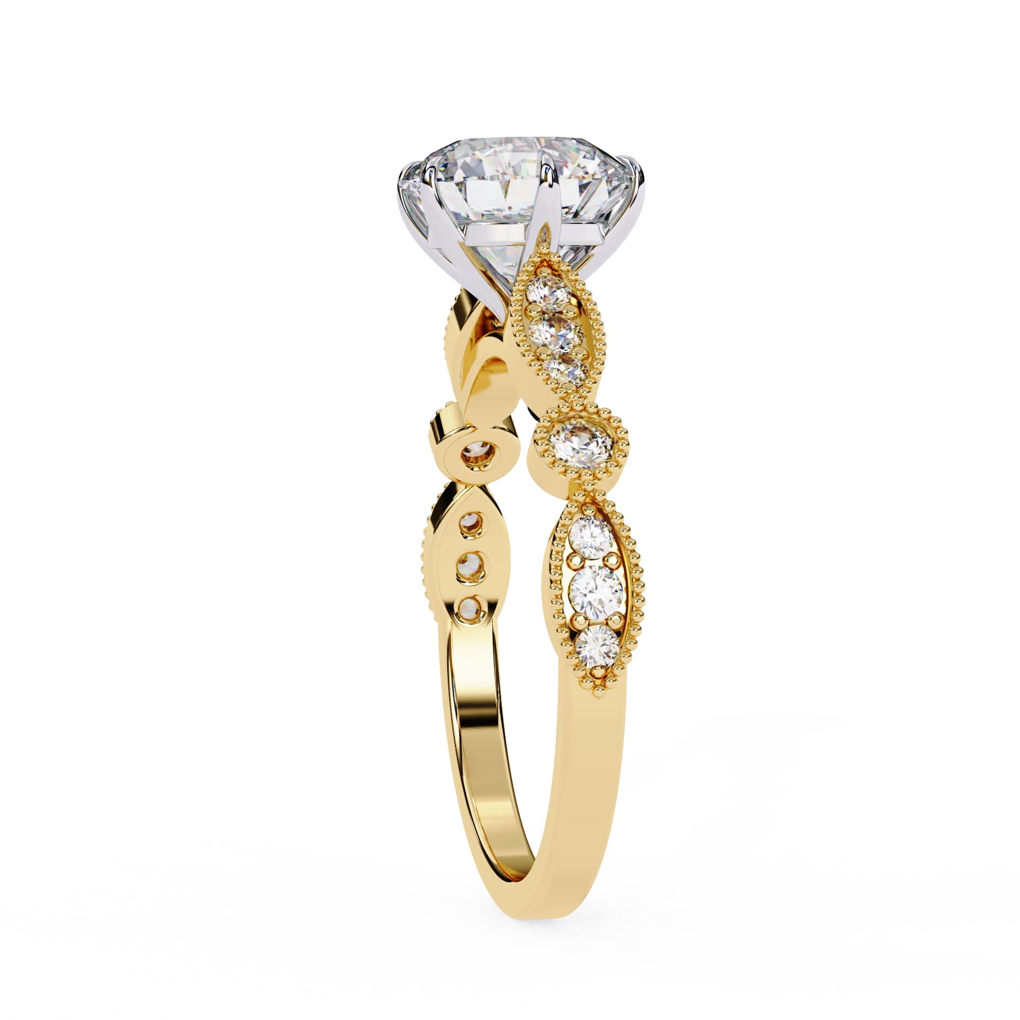 Elegant Central Stone Diamond Ring with Radiant Side Accents