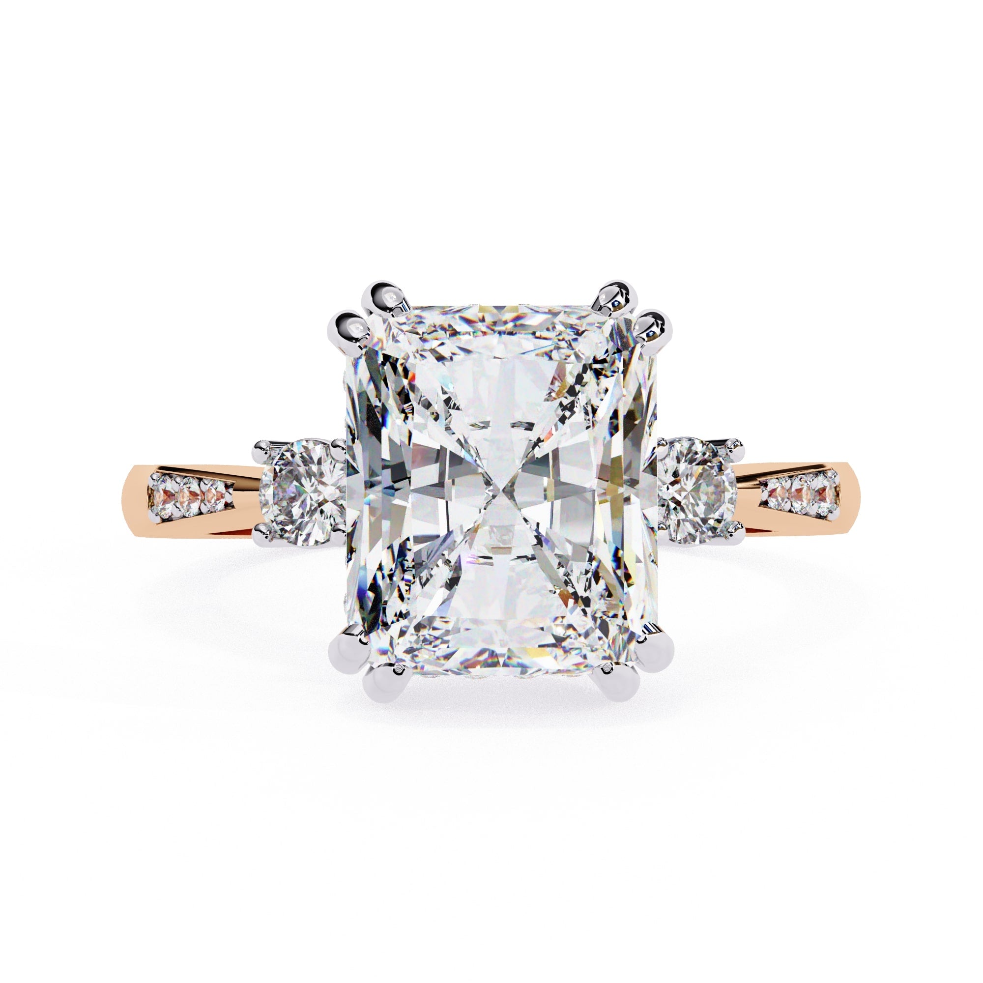 Elegant Central Stone Diamond Ring with Radiant Side Accents