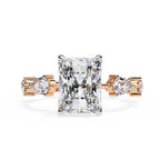 Radiant Central Stone Diamond Ring with Shimmering Side Accents
