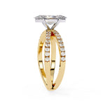 Radiant Central Stone Diamond Ring with Shimmering Side Accents