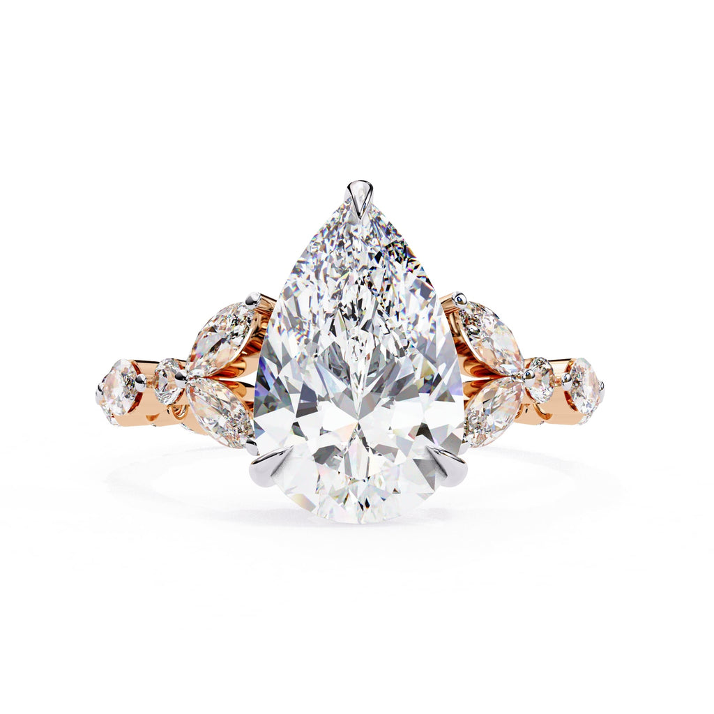 Radiant Central Stone Diamond Ring with Shimmering Side Accents