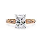 Radiant Solitaire Diamond Ring with Sparkling Side Stone Accents