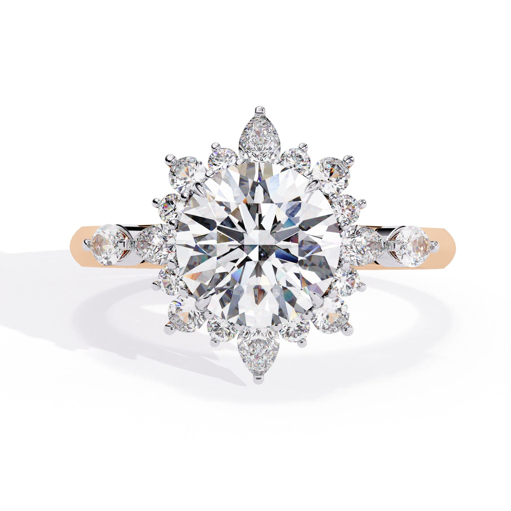 Radiant Central Stone Diamond Ring with Sparkling Side Accents
