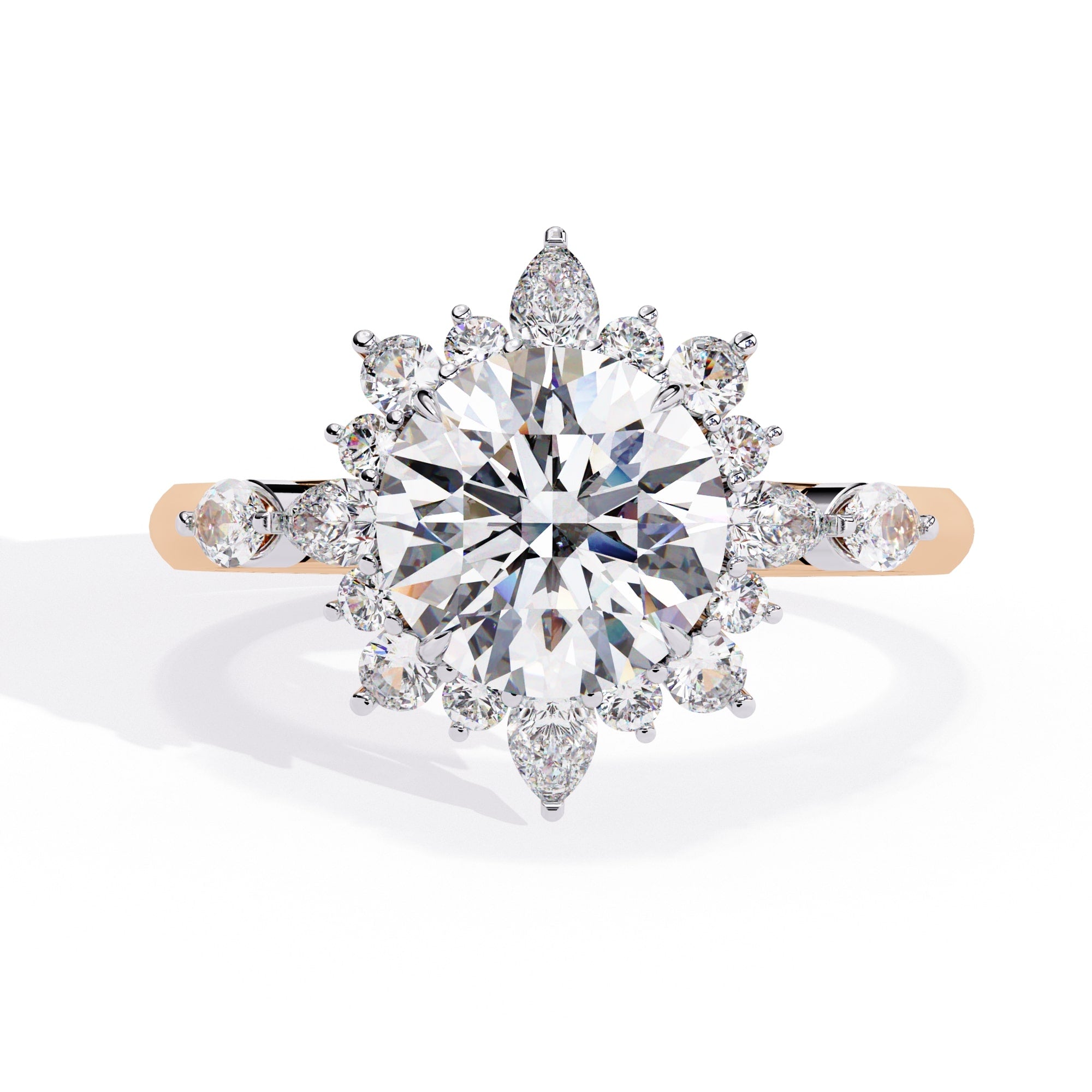 Radiant Central Stone Diamond Ring with Sparkling Side Accents