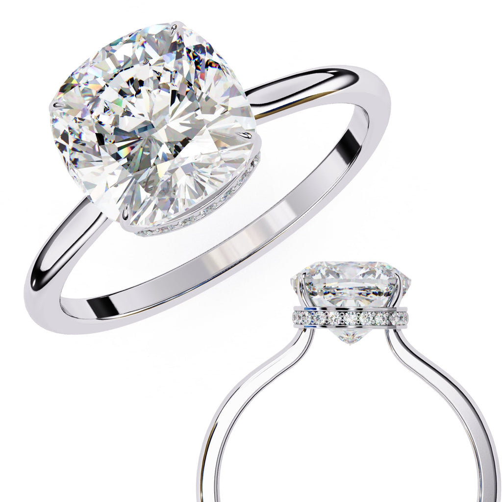 Radiant Central Stone Diamond Ring with Shimmering Side Accents