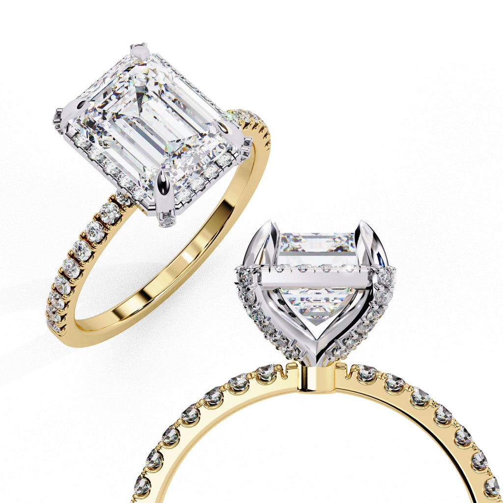 Radiant Central Stone Diamond Ring with Shimmering Side Accents