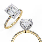 Radiant Central Stone Diamond Ring with Shimmering Side Accents