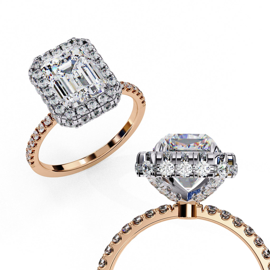 Radiant Central Stone Diamond Ring with Shimmering Side Accents