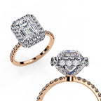 Radiant Central Stone Diamond Ring with Shimmering Side Accents
