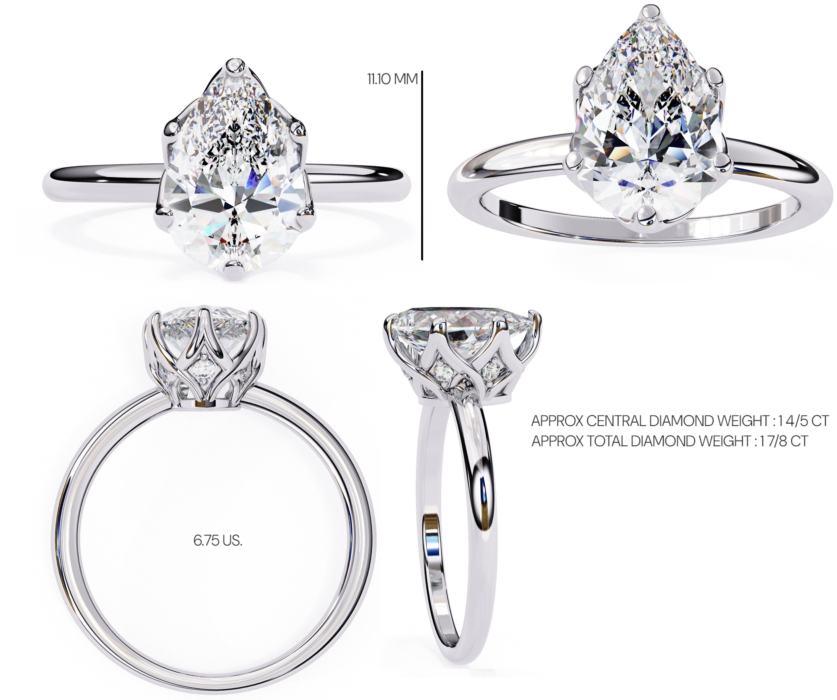 Elegant Central Stone Diamond Ring with Side Brilliance