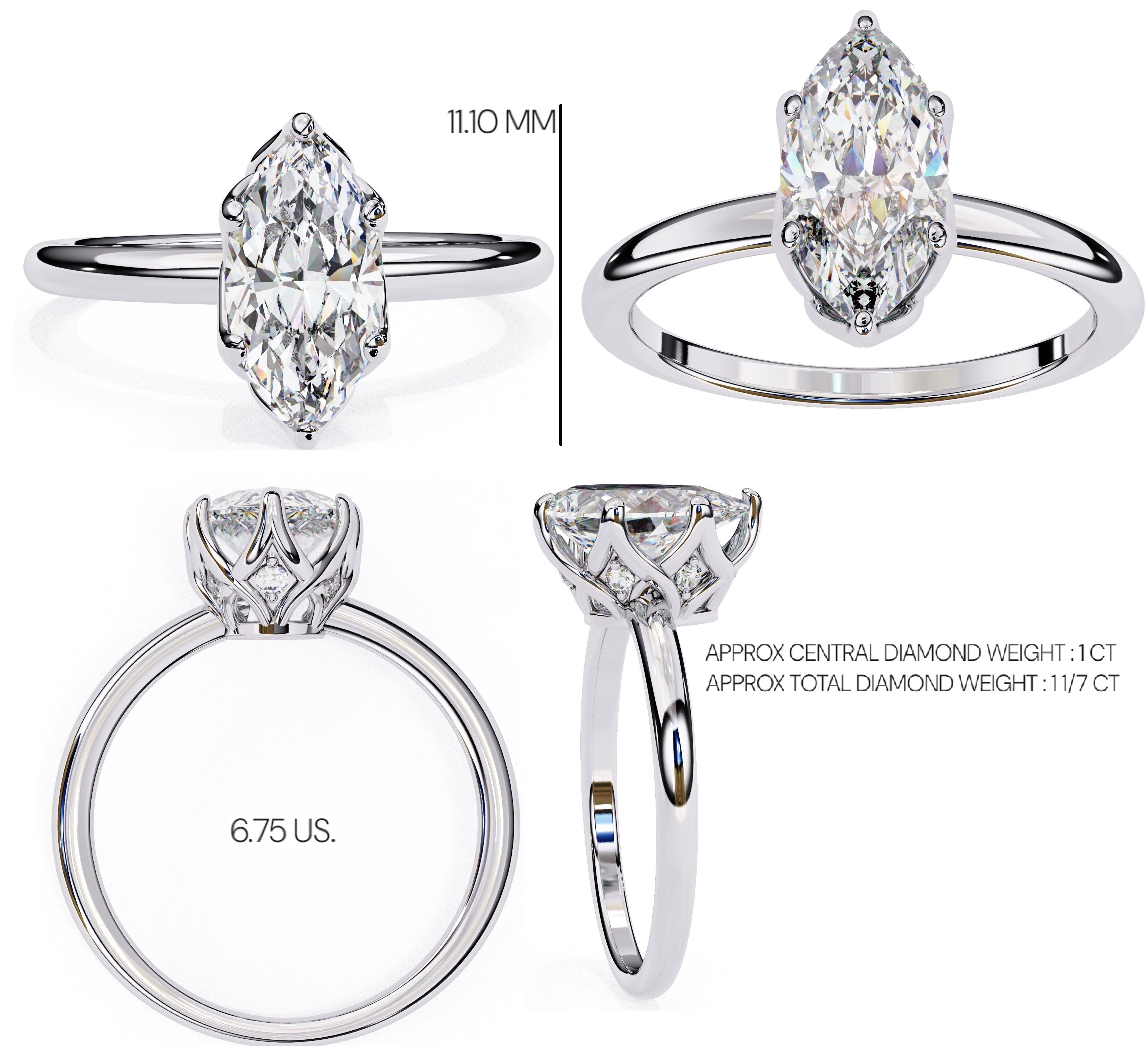 Elegant Central Stone Diamond Ring with Side Accents