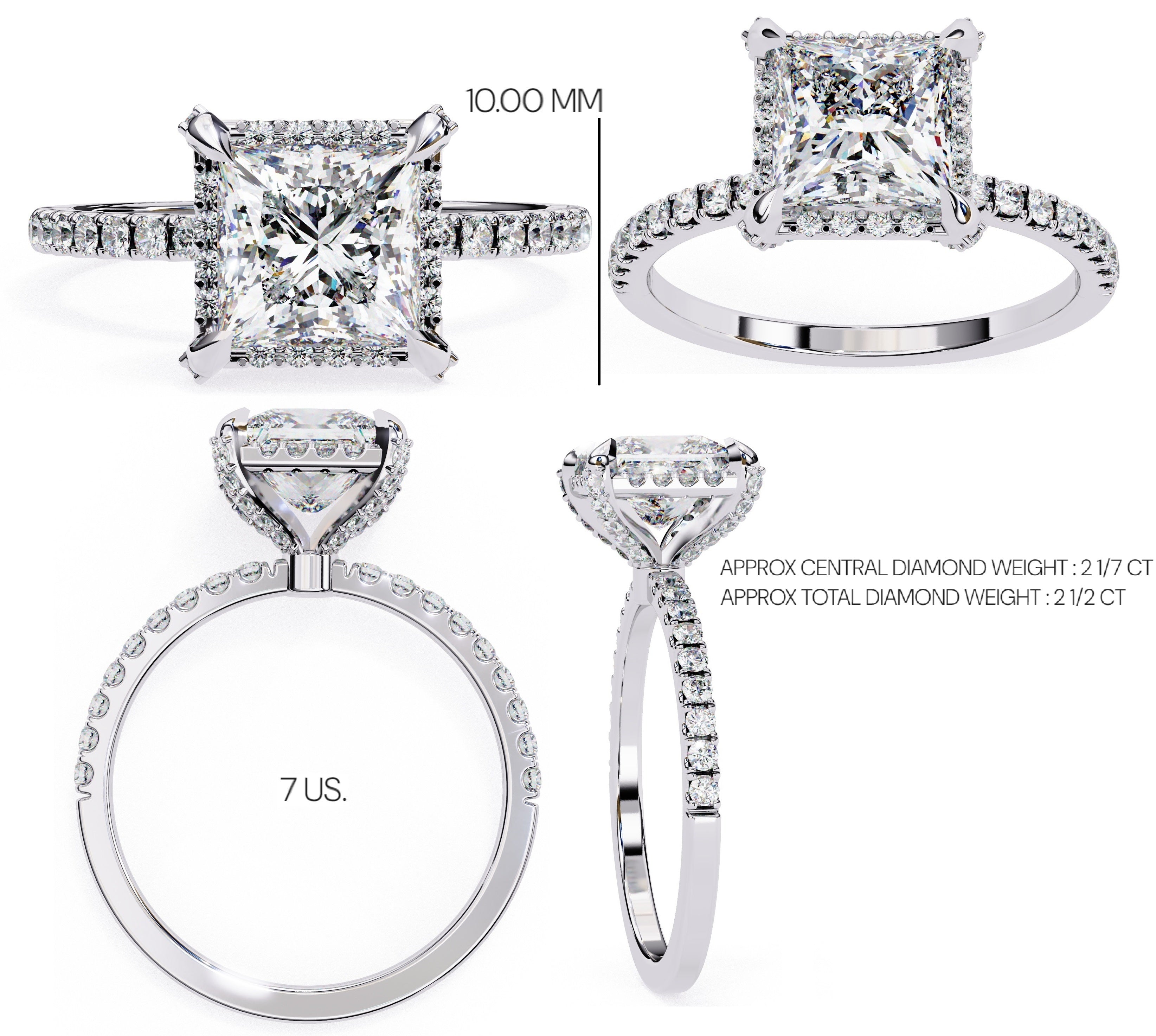 Elegant Central Stone Diamond Ring with Radiant Side Accents