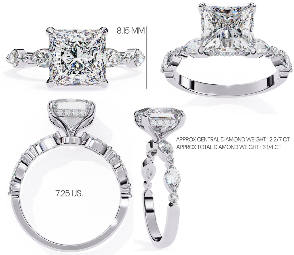 Elegant Central Stone Diamond Ring with Radiant Side Accents