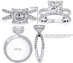 Radiant Central Stone Diamond Ring with Shimmering Side Accents