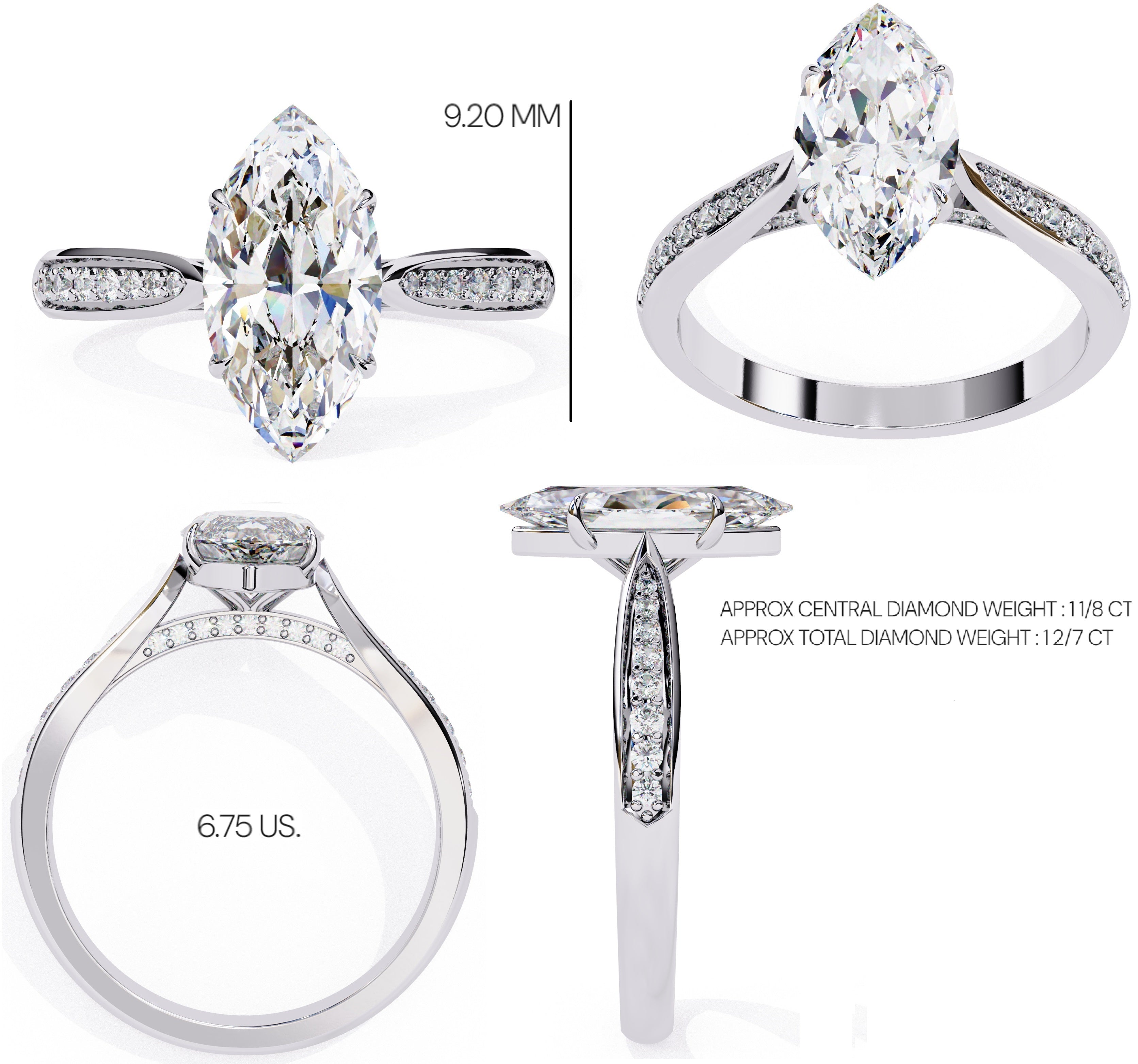 Elegant Central Stone Brilliance Ring with Shimmering Side Accents