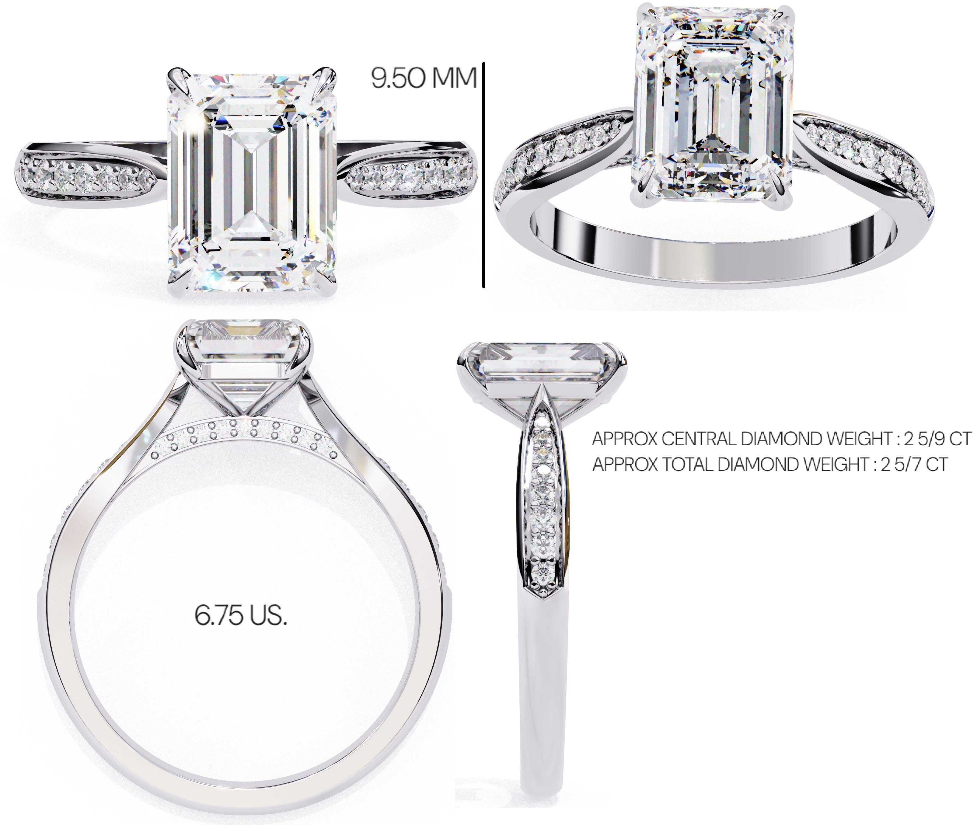 Elegant Central Stone Diamond Side Accent Ring