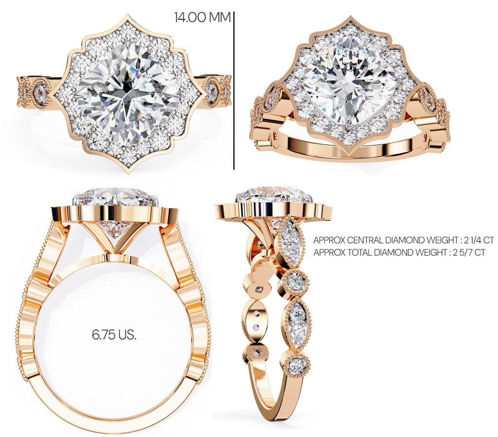 Elegant Diamond Central Stone and Side Accents Ring