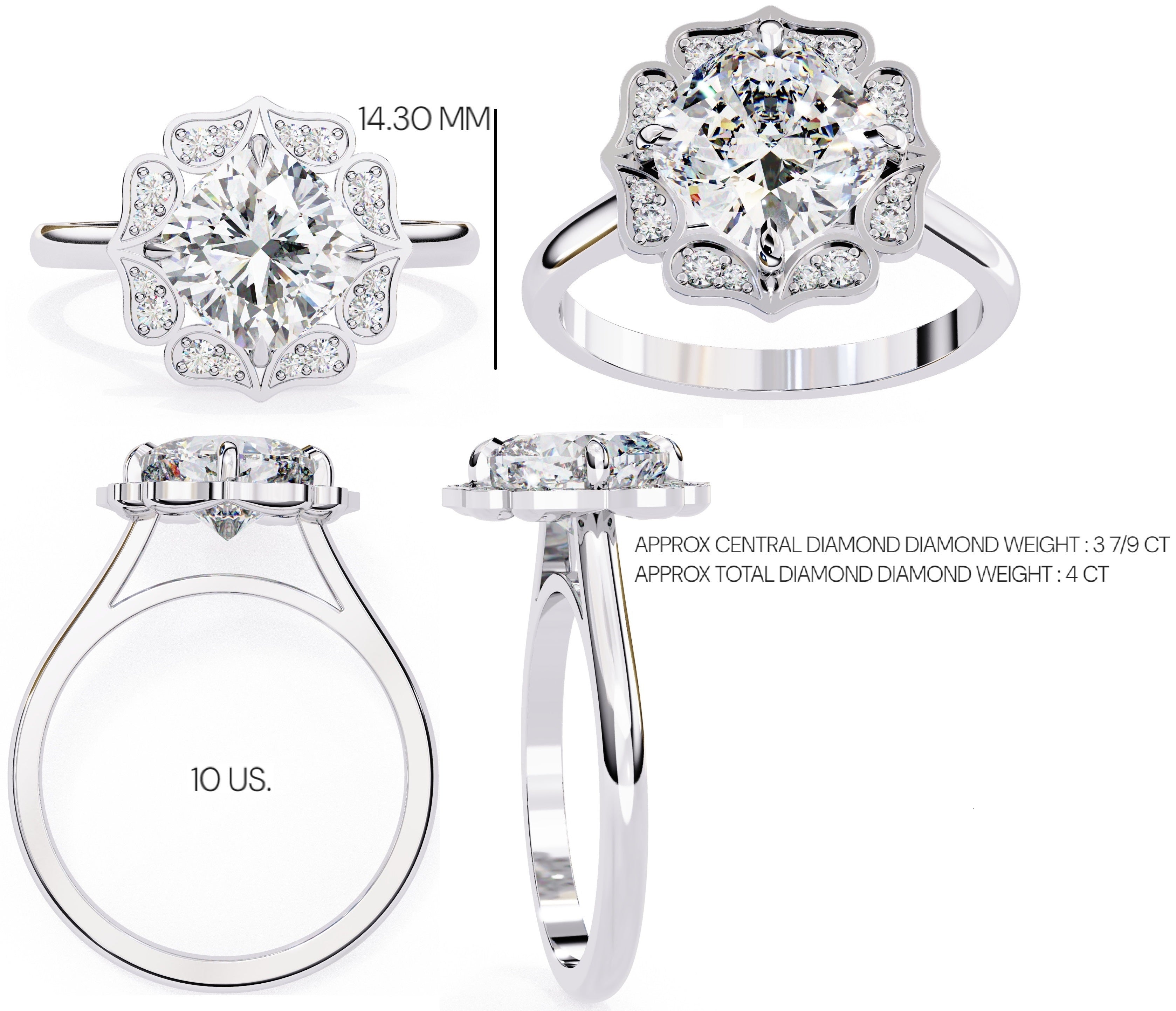 Elegant Diamond Central Stone Ring