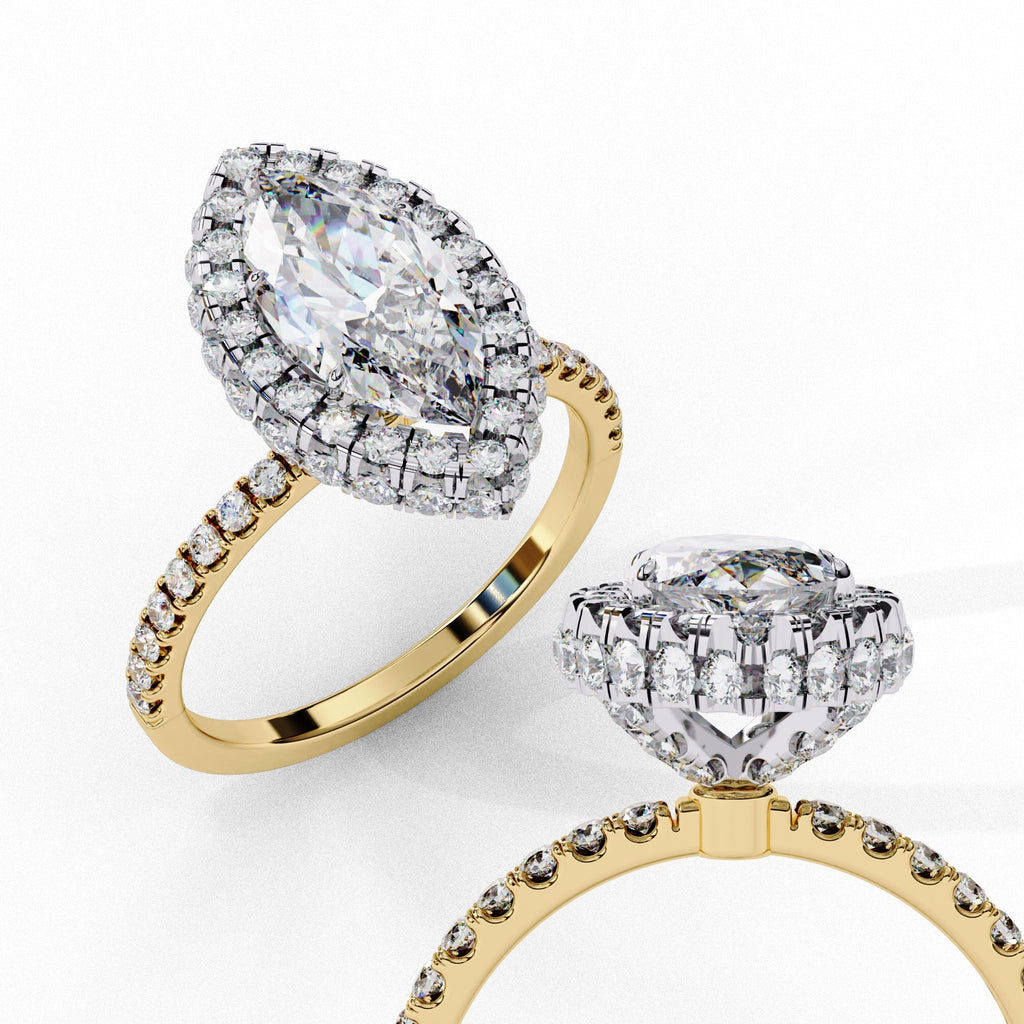 Radiant Diamond Cluster Central Stone Ring