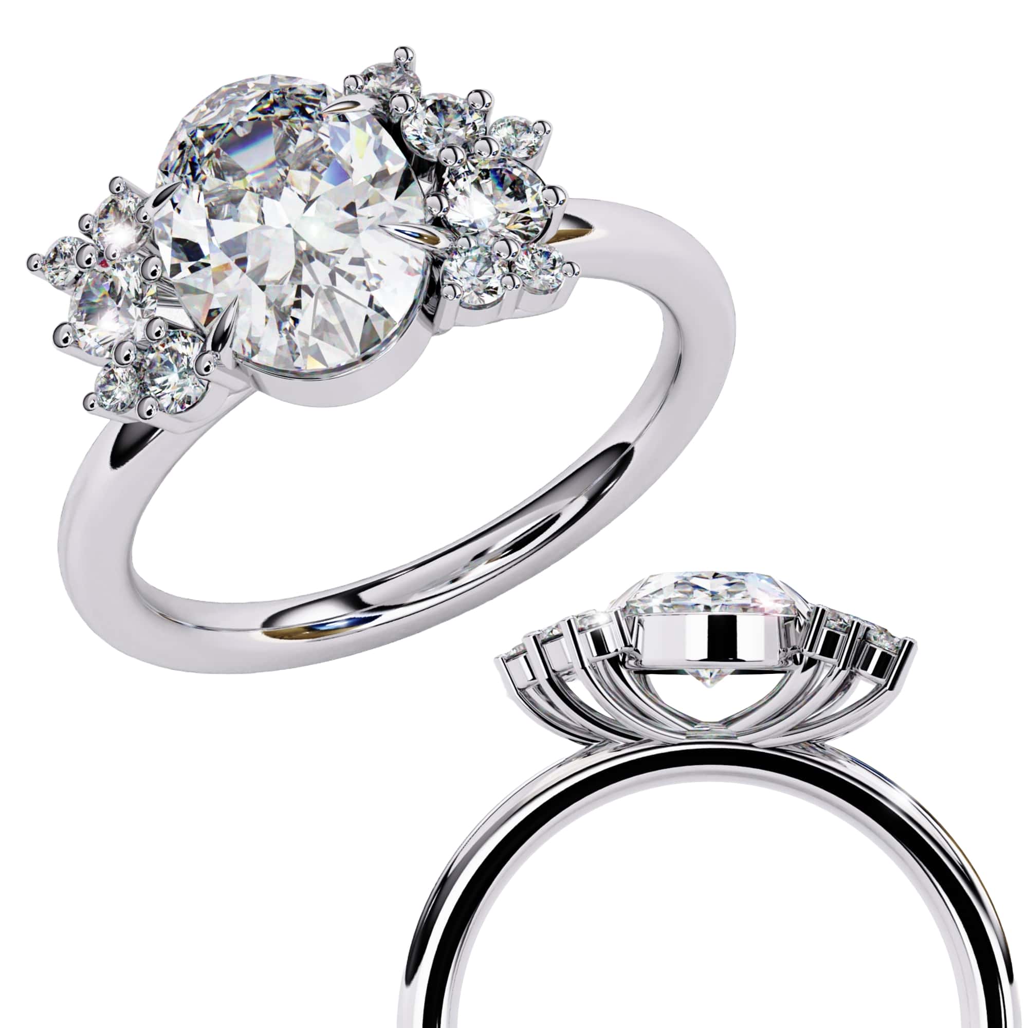 Elegant Central Stone Diamond Ring with Side Accents
