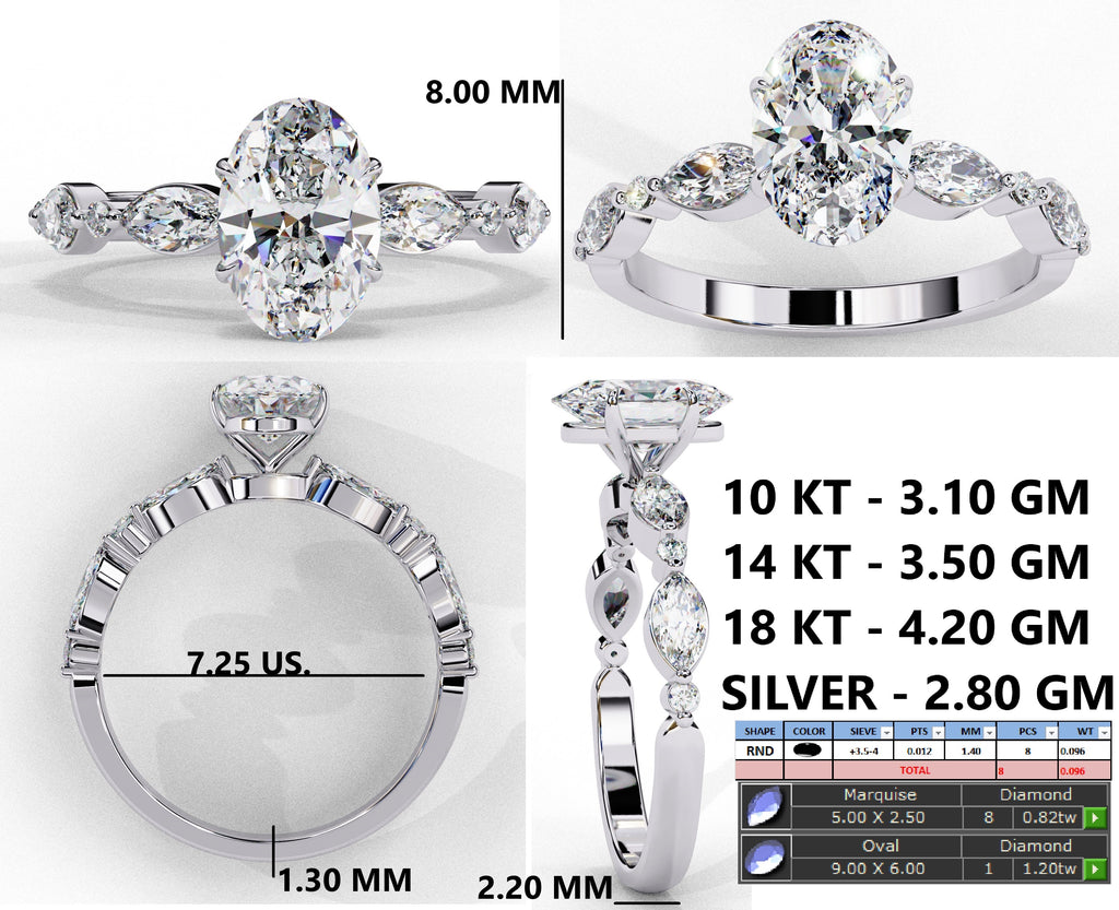 Radiant Central Stone Diamond Ring with Shimmering Side Accents