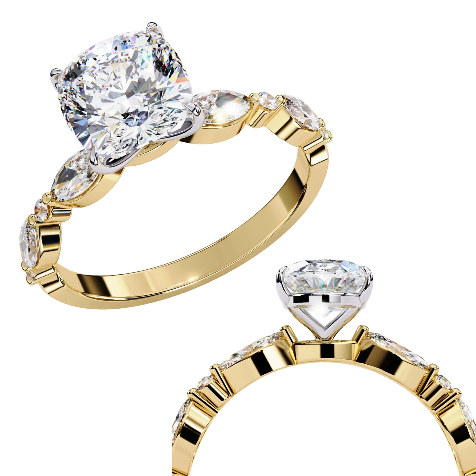 Elegant Diamond Central Stone Ring with Brilliant Side Accents