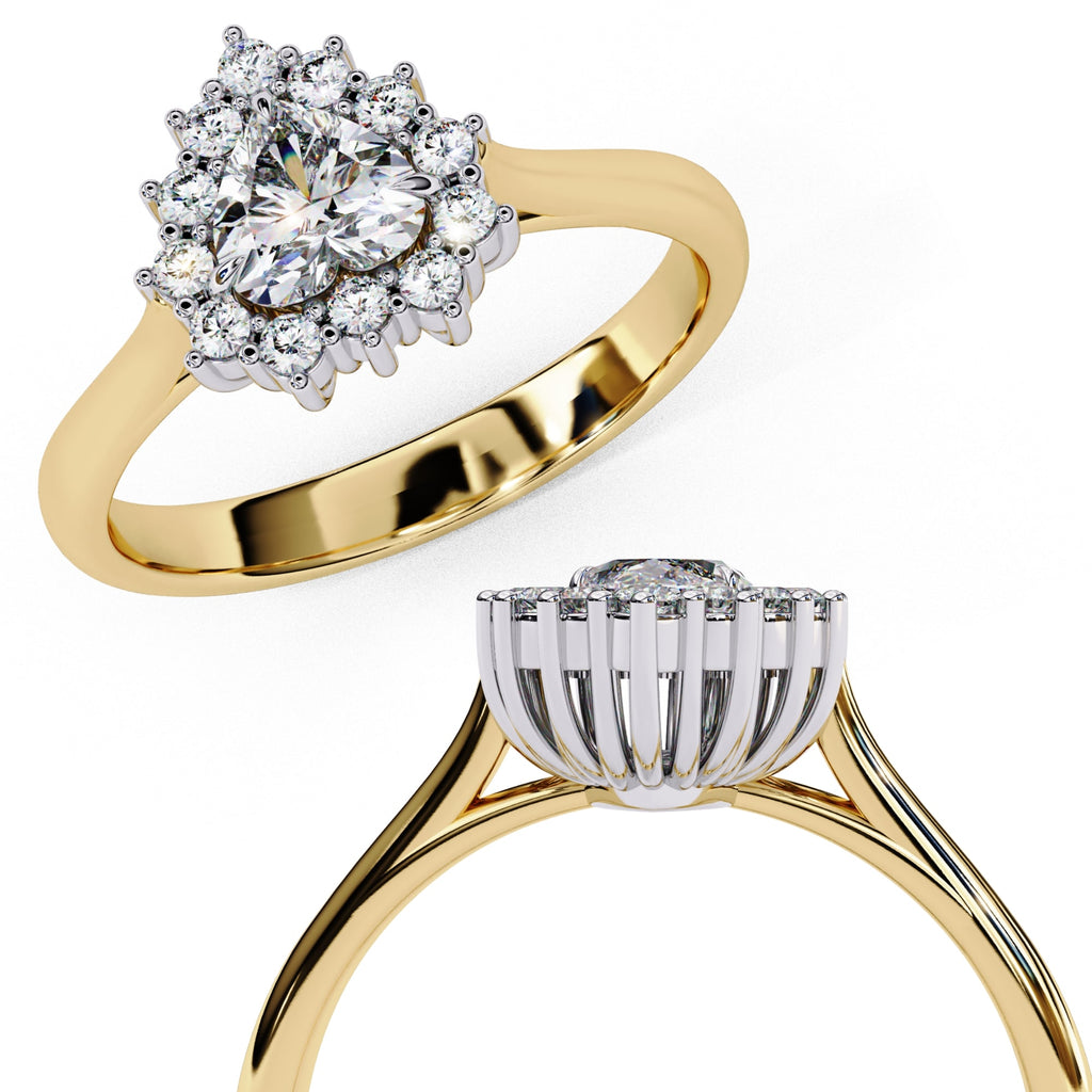 Radiant Central Stone Diamond Ring with Sparkling Side Accents